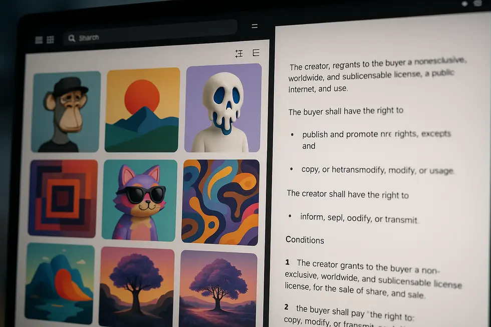Illustrating the intersection of trademark protections with NFTs in the digital realm.