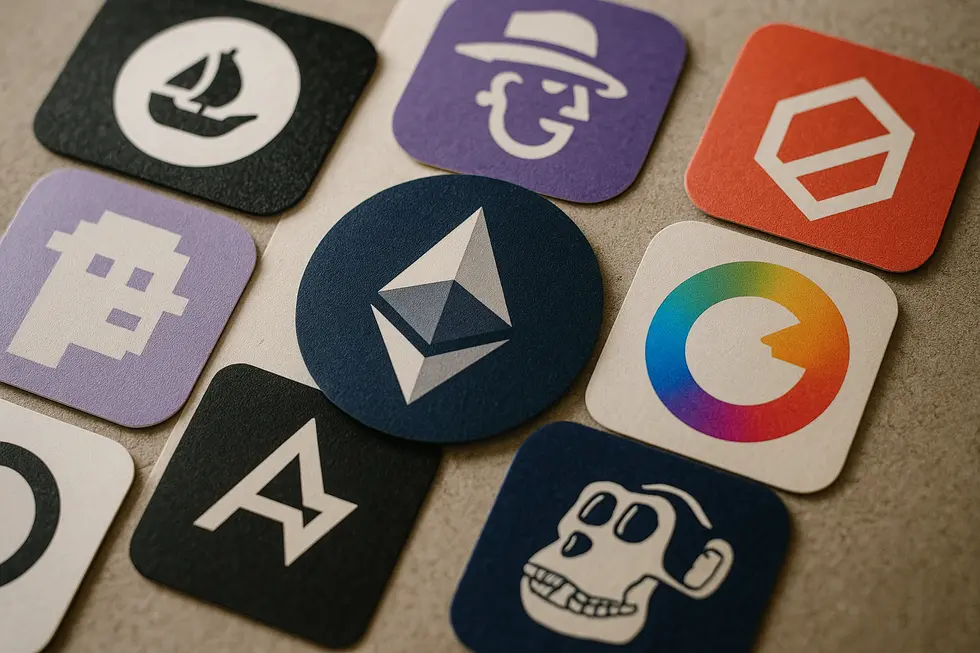 Logos of top NFT marketplaces of 2025, illustrating their diverse offerings.