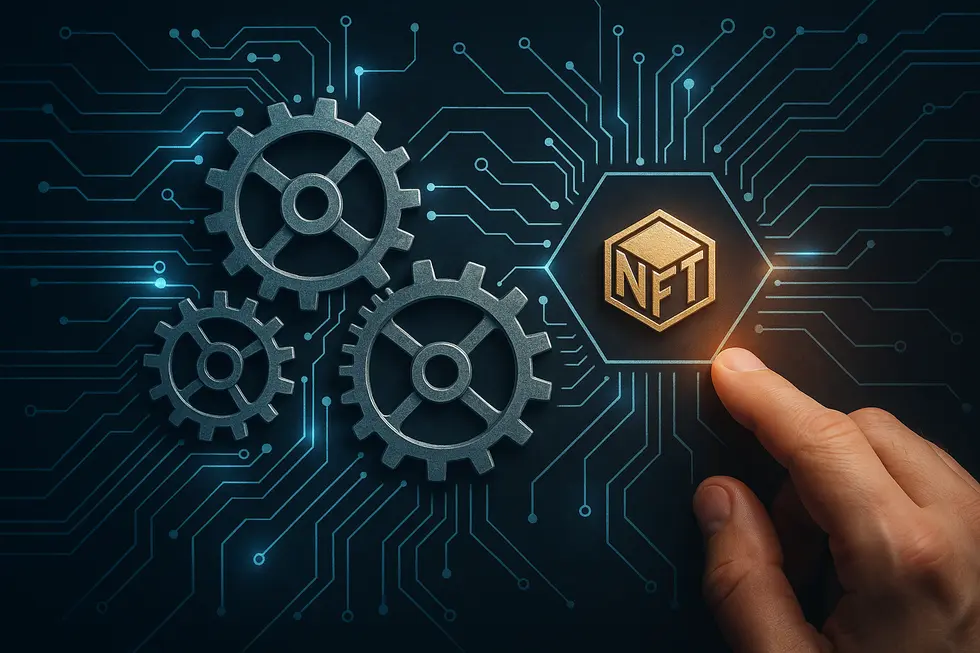 Illustrating the intersection of trademark protections with NFTs in the digital realm.