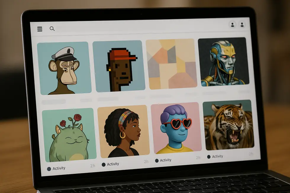 Diverse examples of NFTs, highlighting their unique digital nature.