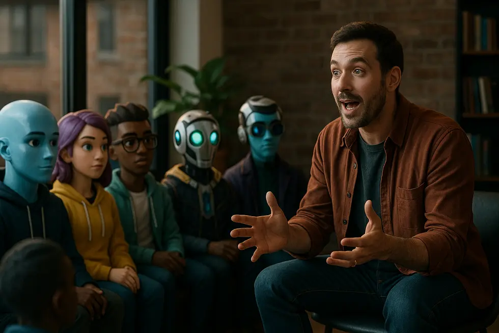 A digital scene illustrating the power of storytelling in NFT content marketing.