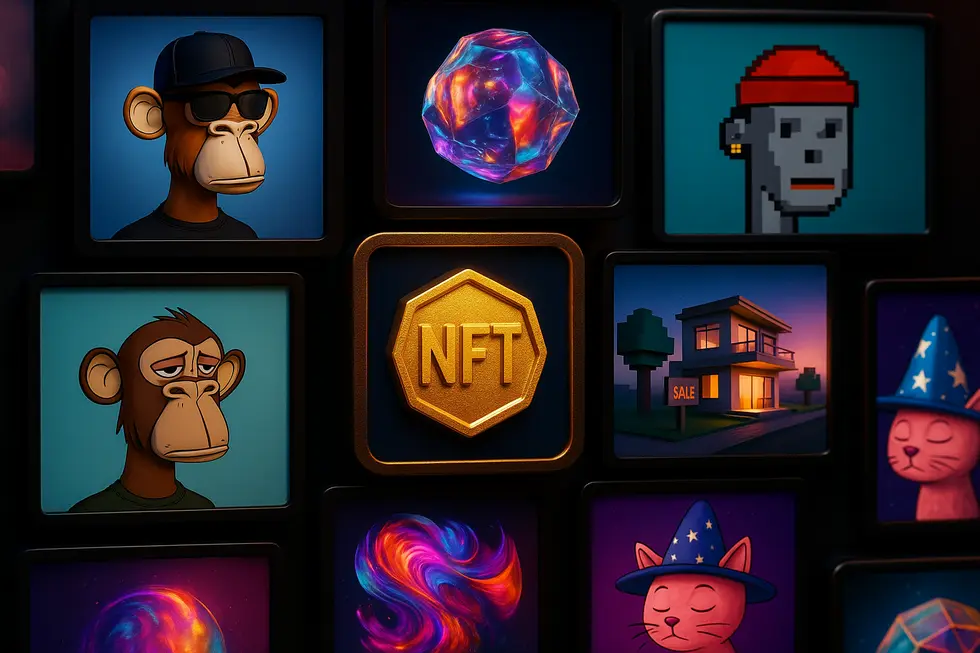 Diverse examples of NFTs, highlighting their unique digital nature.
