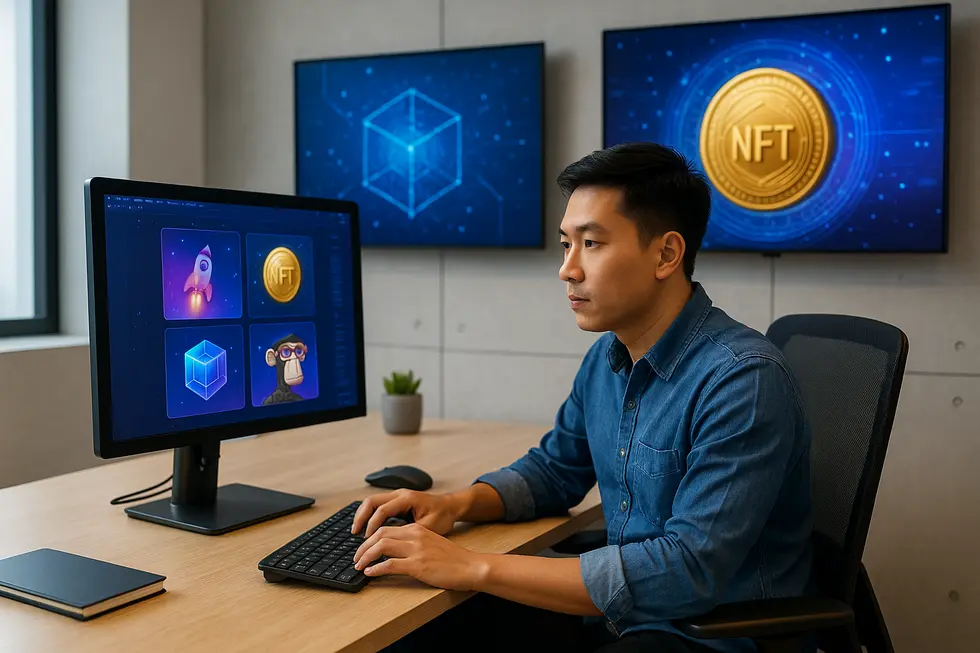 A Vietnamese SME owner creating digital assets using Monbase NFT platform.