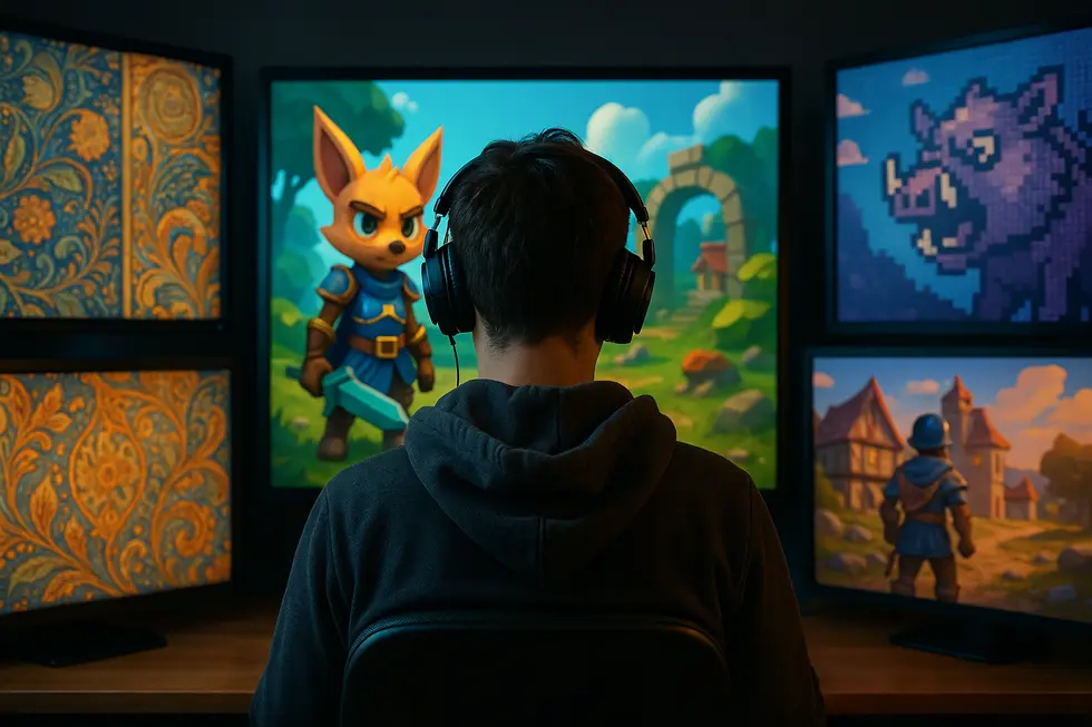 A harmonious blend of gaming and artistic elements representing NFT ecosystems.