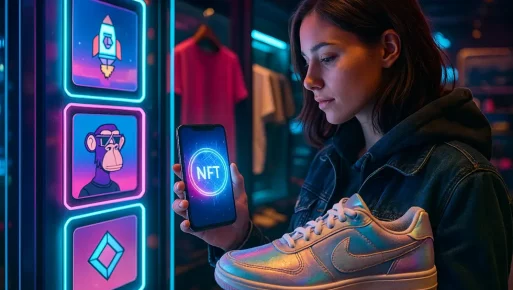 Brands leverage NFTs for innovative digital and physical synergy. An image depicting a brand's use of NFTs to integrate digital and physical marketing strategies.