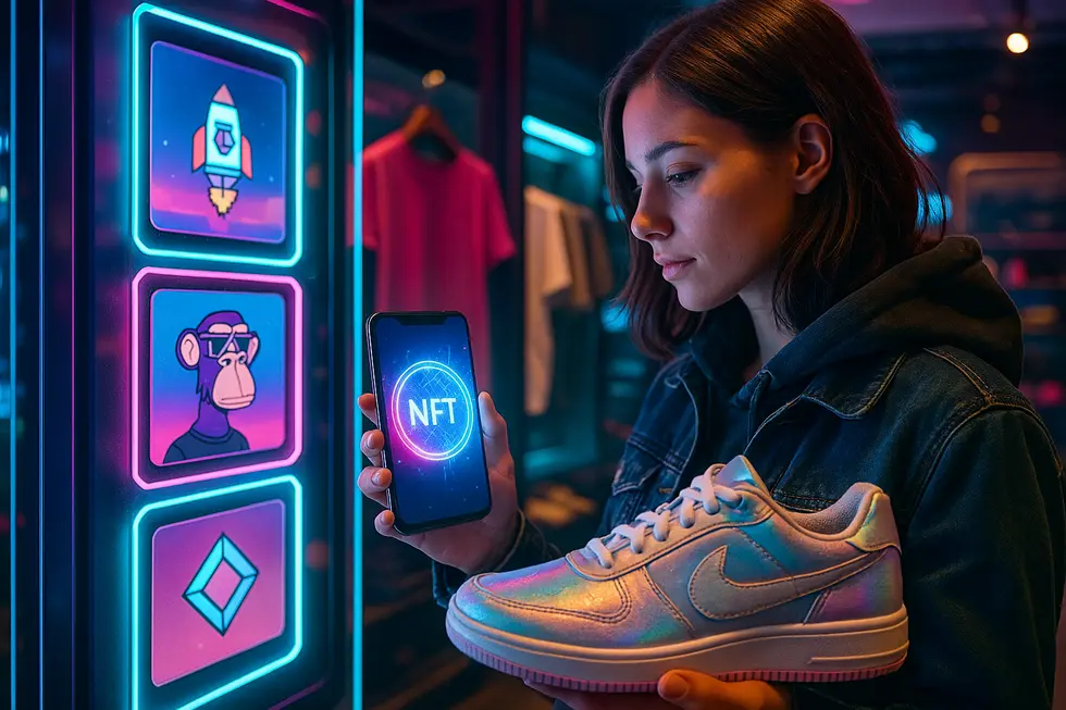 An image depicting a brand's use of NFTs to integrate digital and physical marketing strategies.