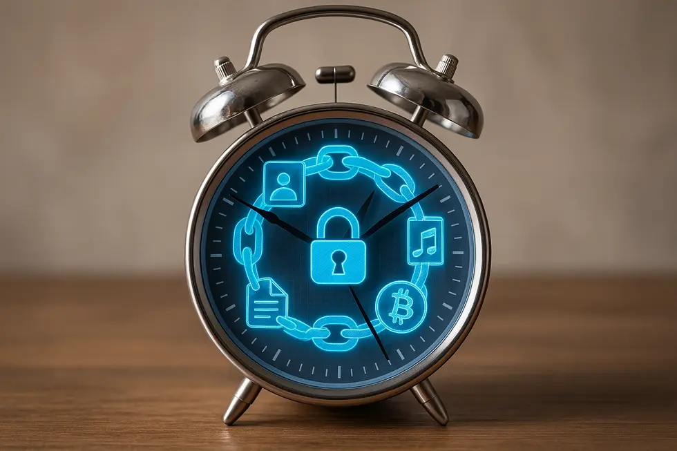 A futuristic view of a tokenized world with digital and physical assets interconnected.