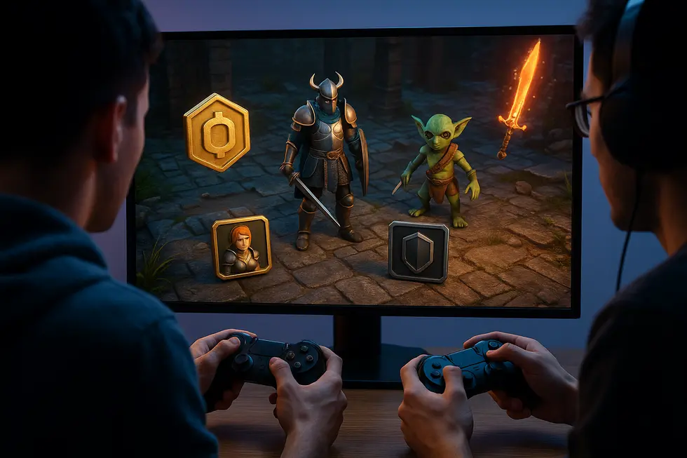 A futuristic view of a tokenized world with digital and physical assets interconnected.