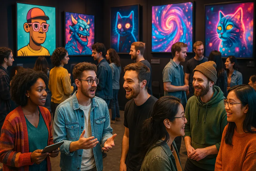 An NFT marketplace where creators and collectors engage, forming emotional connections through digital art.