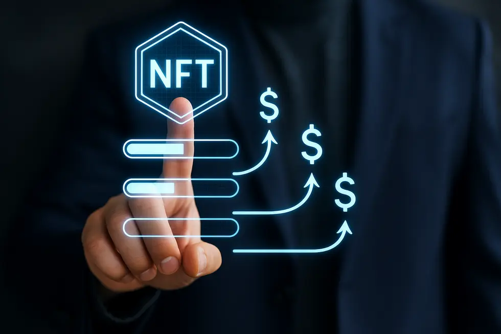 People interacting with NFTs, demonstrating real-world financial application.