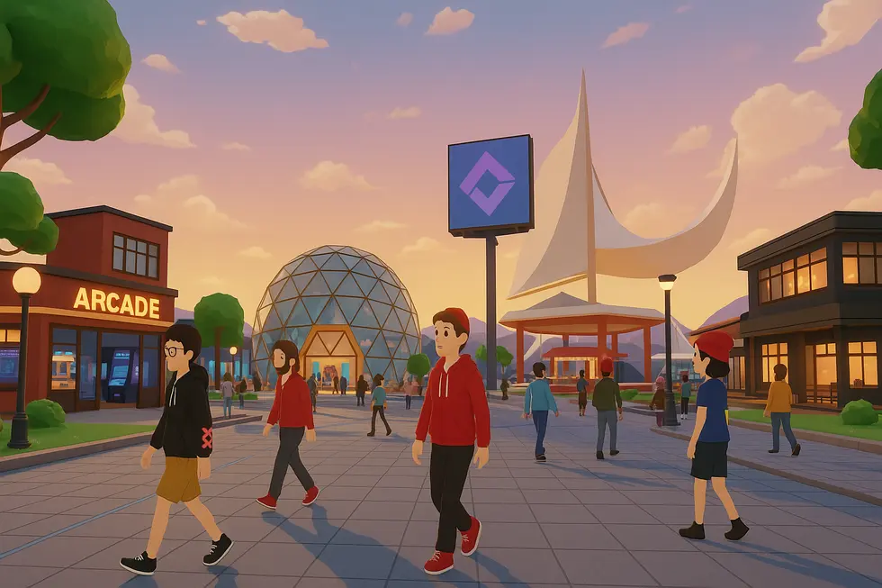 A digital landscape in the metaverse highlighting virtual land parcels, showcasing the foundation of digital ownership.