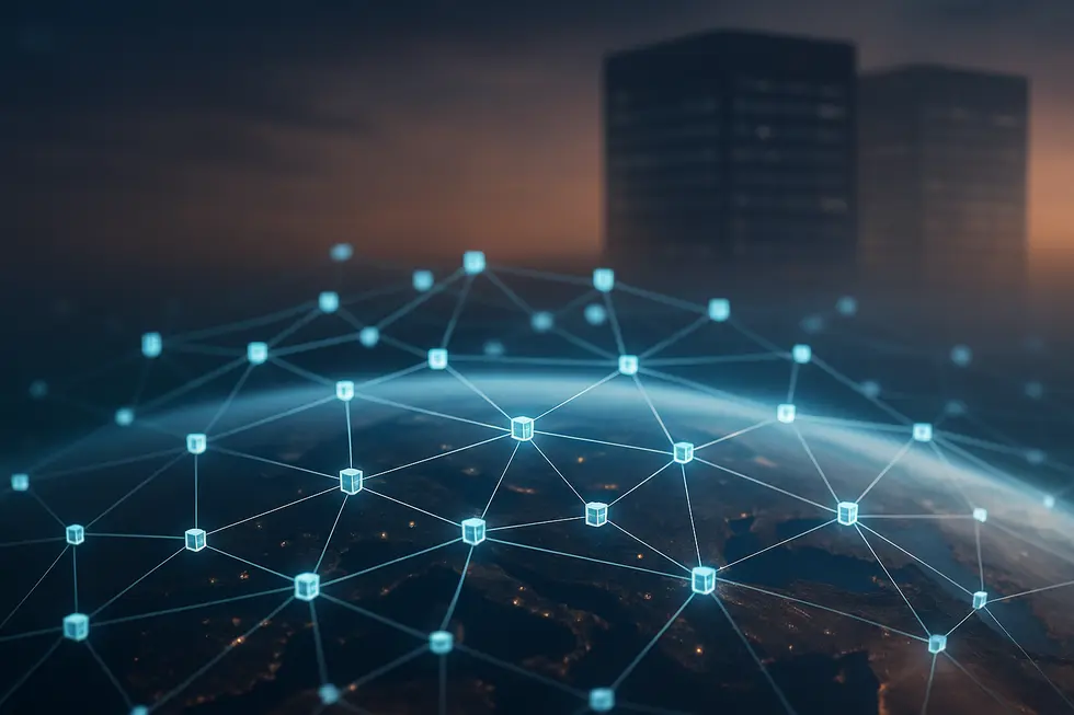 A visual representation of decentralized cloud storage replacing traditional big tech data centers.