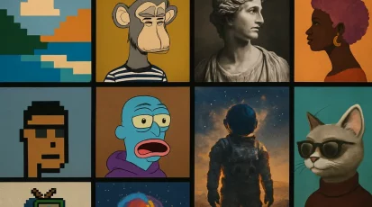 A diverse display of digital art reflecting the essence of rare digital ownership. A collage of various digital art pieces representing NFT ownership diversity.