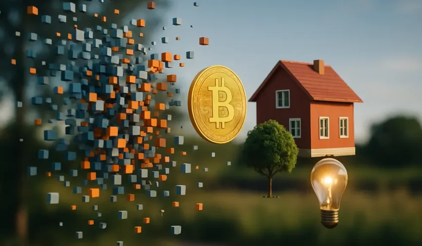 Illustration of digital pixels morphing into real-world components, symbolizing digital to physical transformation.