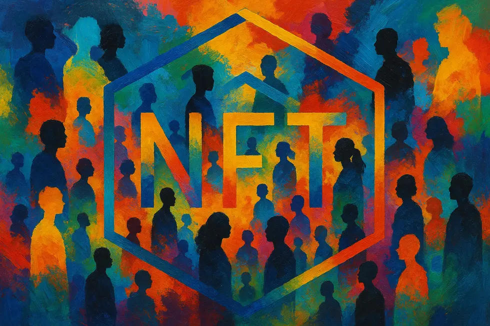 An abstract representation of cultural participation within NFT marketplaces.