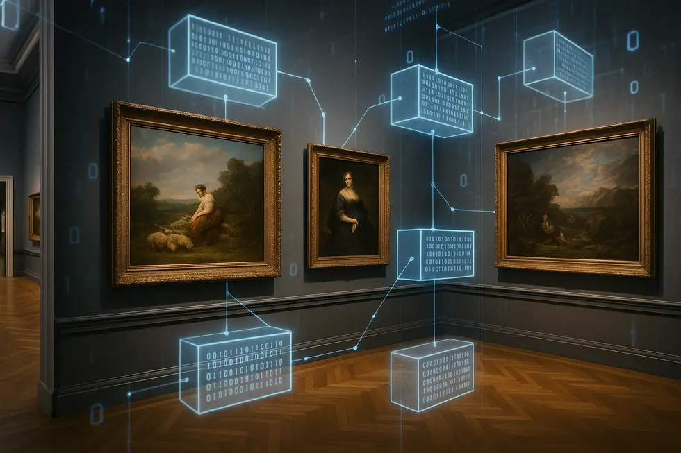 The transition from traditional canvas art to the digital blockchain realm.