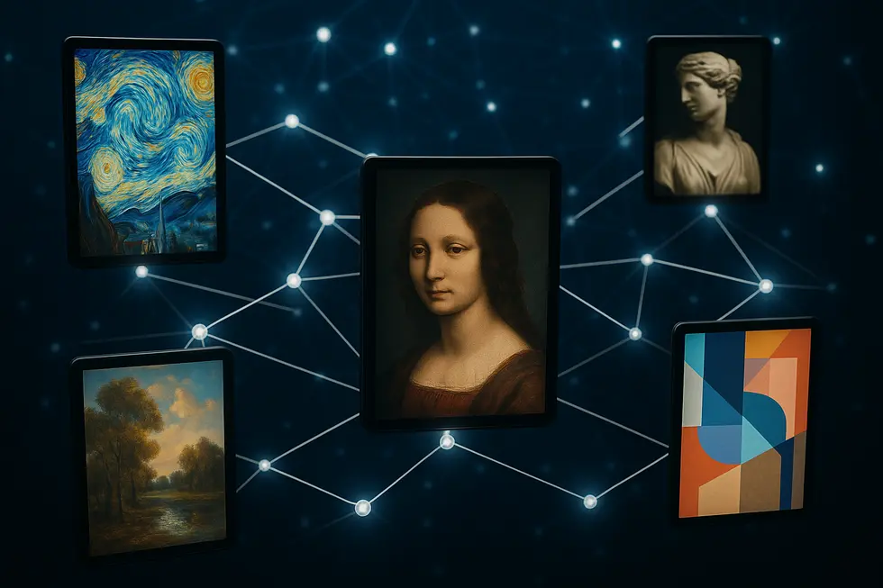 The transition from traditional canvas art to the digital blockchain realm.