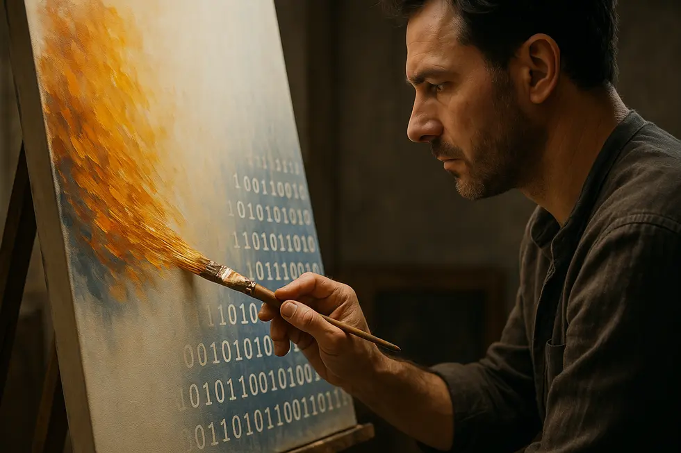 The transition from traditional canvas art to the digital blockchain realm.